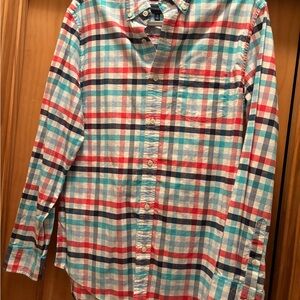 crown & ivy Red and Blue Plaid Button Down Shirt